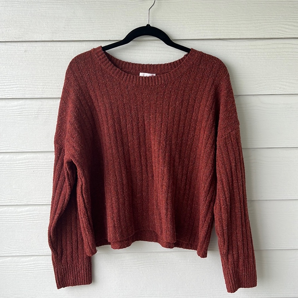 Burnt orange cable knit sweater